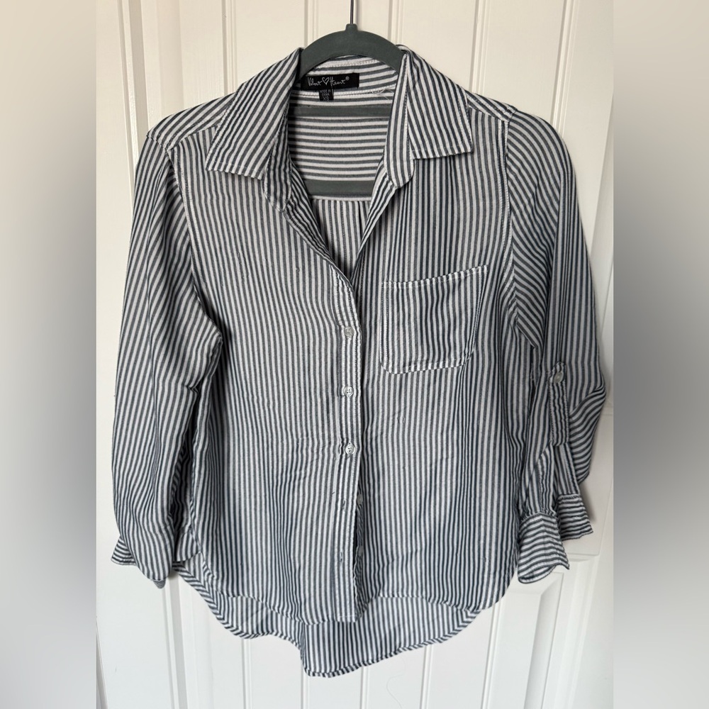 Velvet Heart Blue and White Striped Button down Top